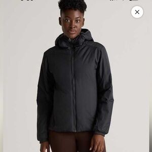 Quince Womens Hybrid Insulated Lightweight Hooded Jacket Black Outerwear XS